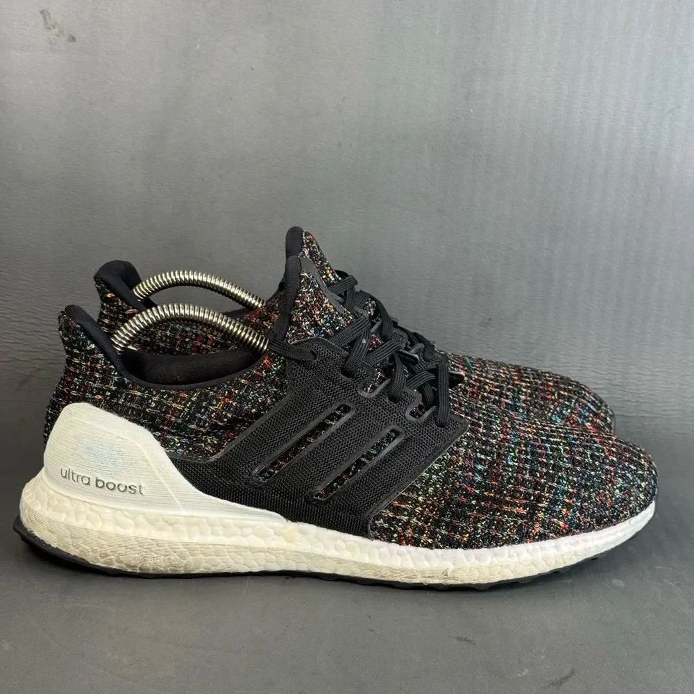 adidas Ultra Boost 4.0 Black Multi-Color White Heel Cage men’s size 10